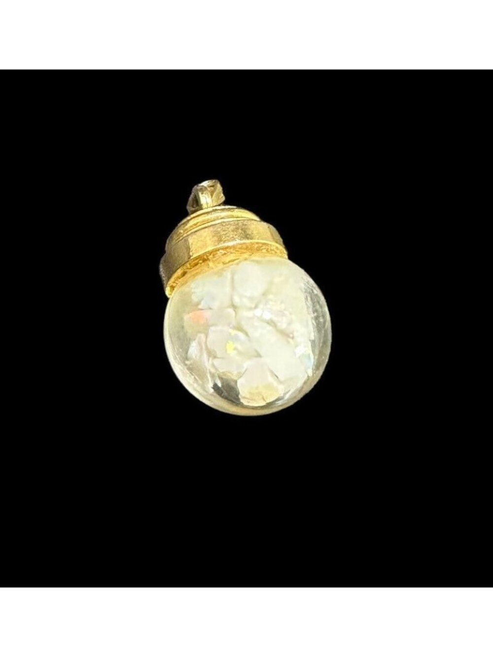 Antique Gold Filled Floating Opal Pendant Vintage Round Orb Dangle - Picture 5 of 5